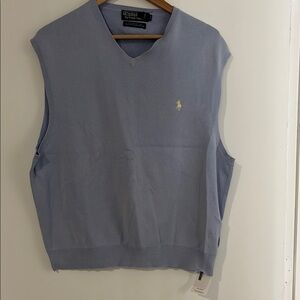 Polo by Ralph Lauren Men's Light Blue V-Neck Sweater Vest